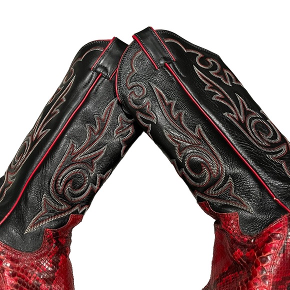 Justin Snakeskin and Leather Western Boots, Sz 5.5 - Picture 12 of 16